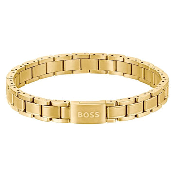 Ανδρικό βραχιόλι Boss 1580711 ατσάλινο με χρυσό μπρασελέ.
